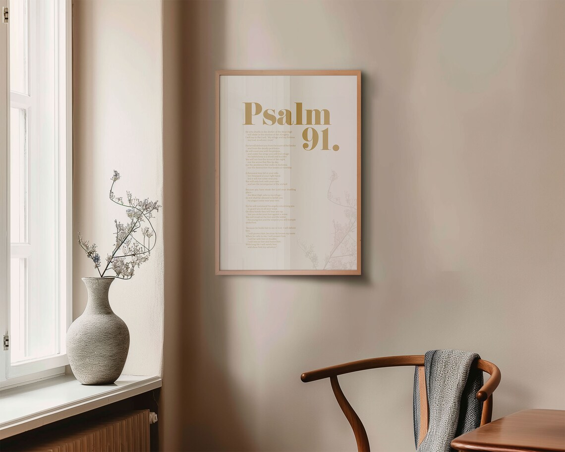 Psalm 91 Scripture Art, Minimalist Poster - Image 2