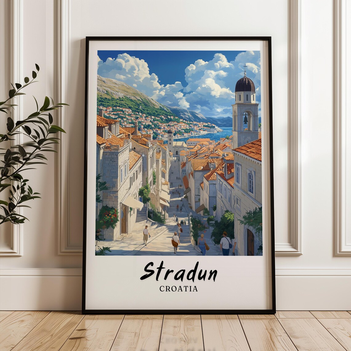 Stradun Travel Poster, Croatia Wedding Gift