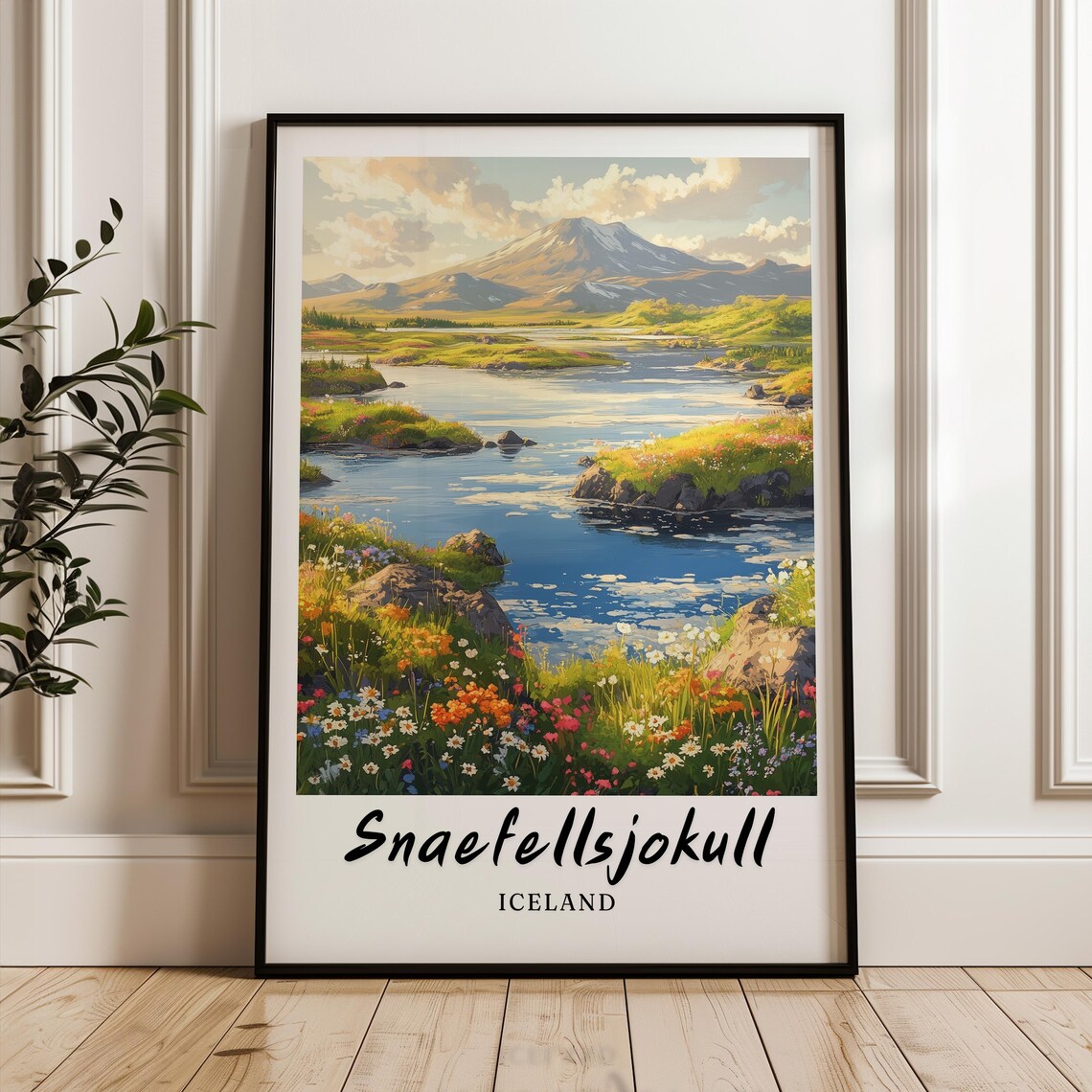 Snaefellsjokull Iceland, Minimalist Travel Poster