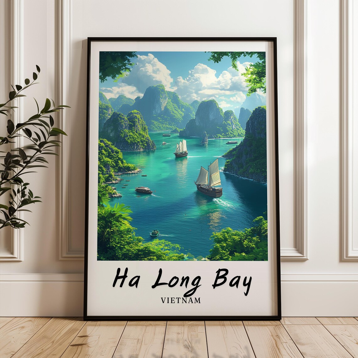 Ha Long Bay Waterfall, Vietnam Travel Poster