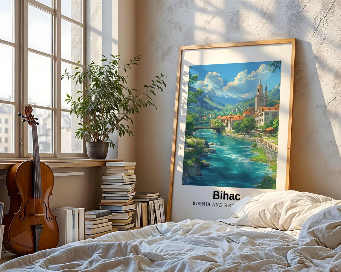Bihac Bosnia and Herzegovina Turquoise River Old Town Poster - Image 3