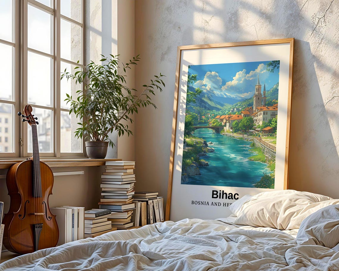Bihac Travel Print Bosnia And Herzegovina Print Bosnia And Herzegovina Poster Wall Art Wedding Gift Personalised Gift Illustration - Image 3