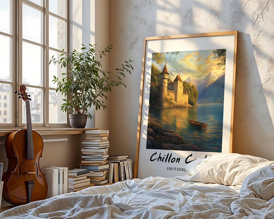 Chillon Castle Switzerland Travel Poster, Minimalist - Image 3