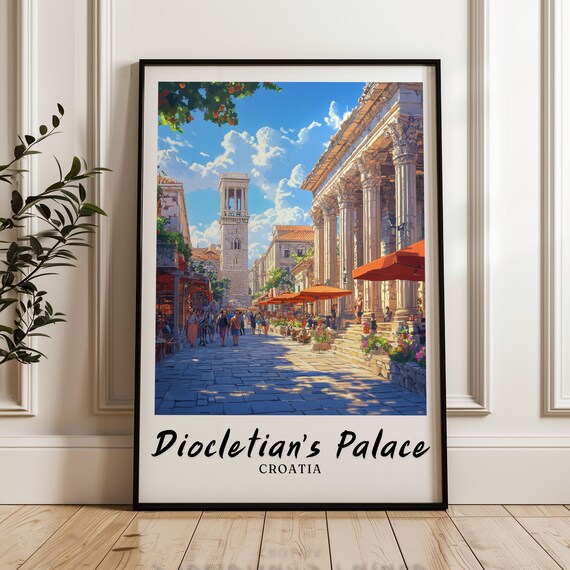 Diocletian's Palace Croatia Roman Split Street Travel Poster