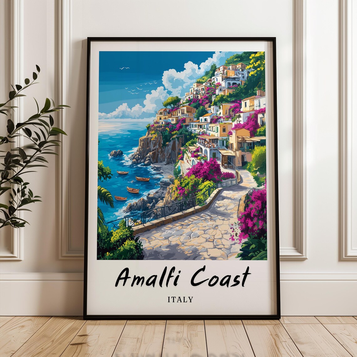 Amalfi Coast Italy Vintage Travel Poster, Bangkok