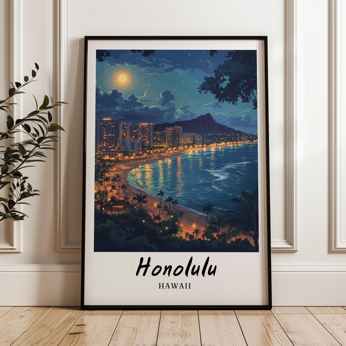 Honolulu Hawaii Travel Poster, Minimalist Poster