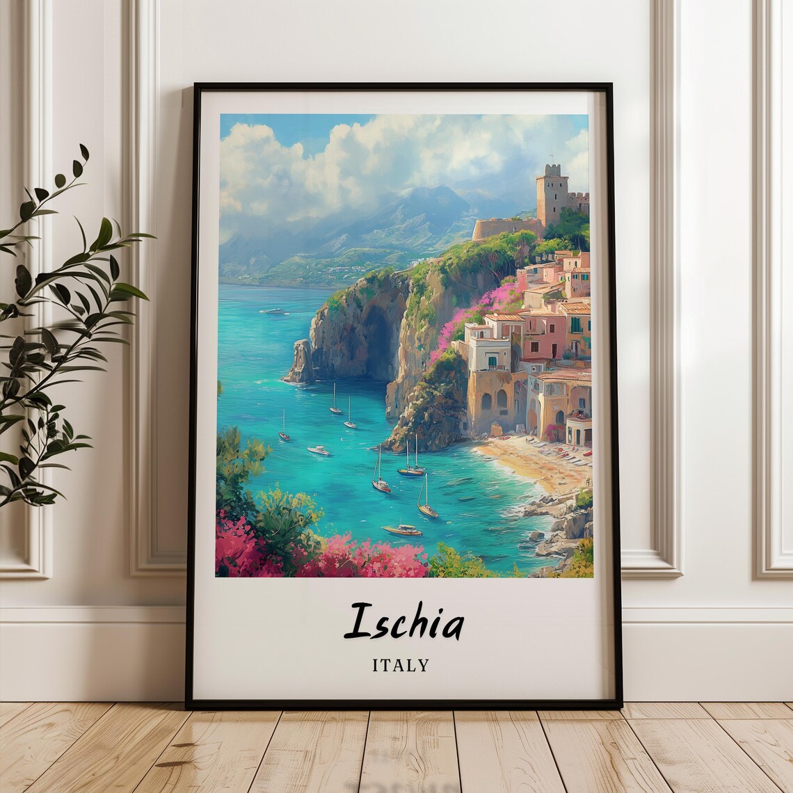 Ischia Italy Travel Poster, Minimalist Italy Poster