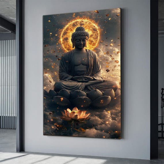 Surreal Buddha Buddhism Religious Art Meditation Buddha Painting Massage Room Wall Decor Buddha Poster