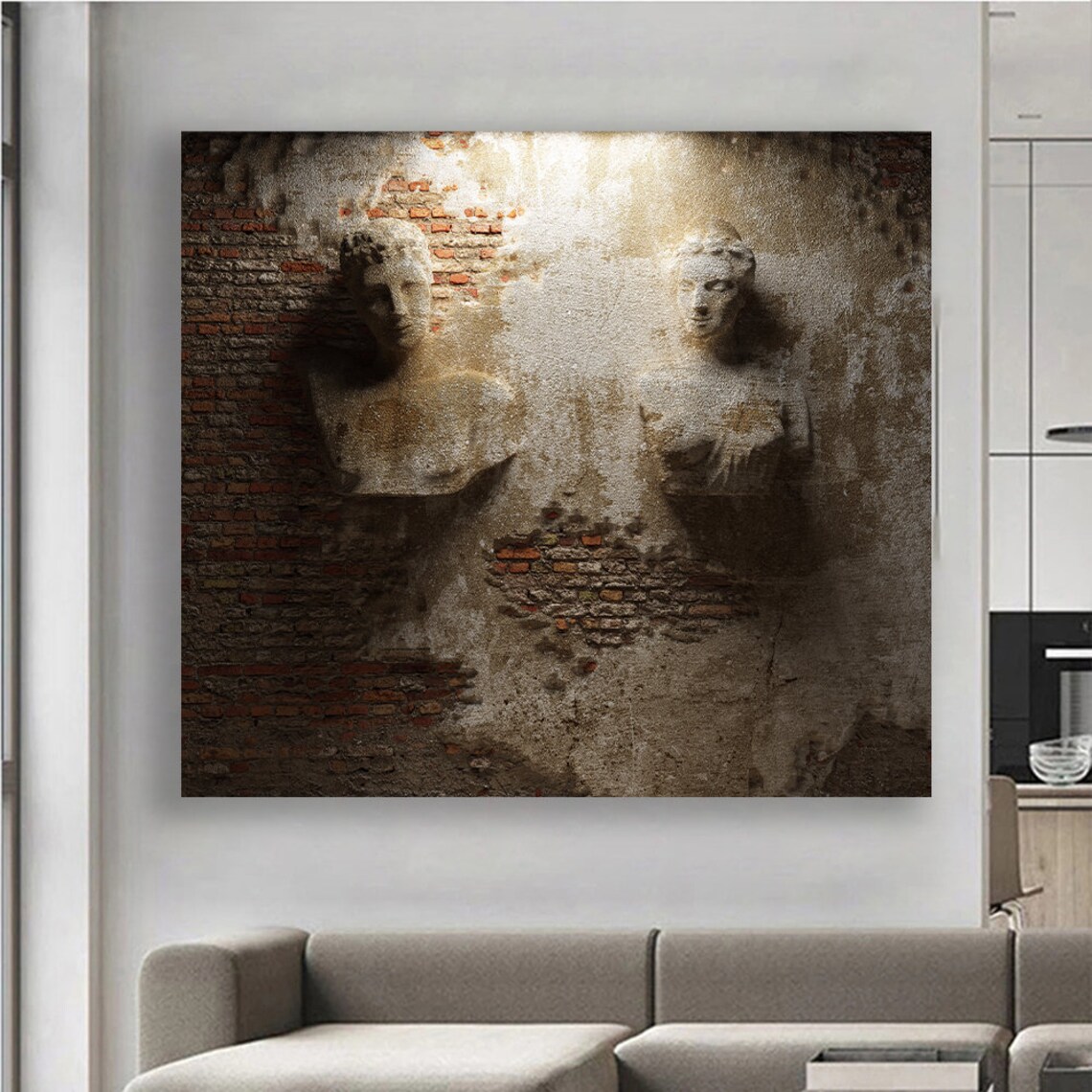 Sculpture Couple 3D Effect Love Wall Art Print
