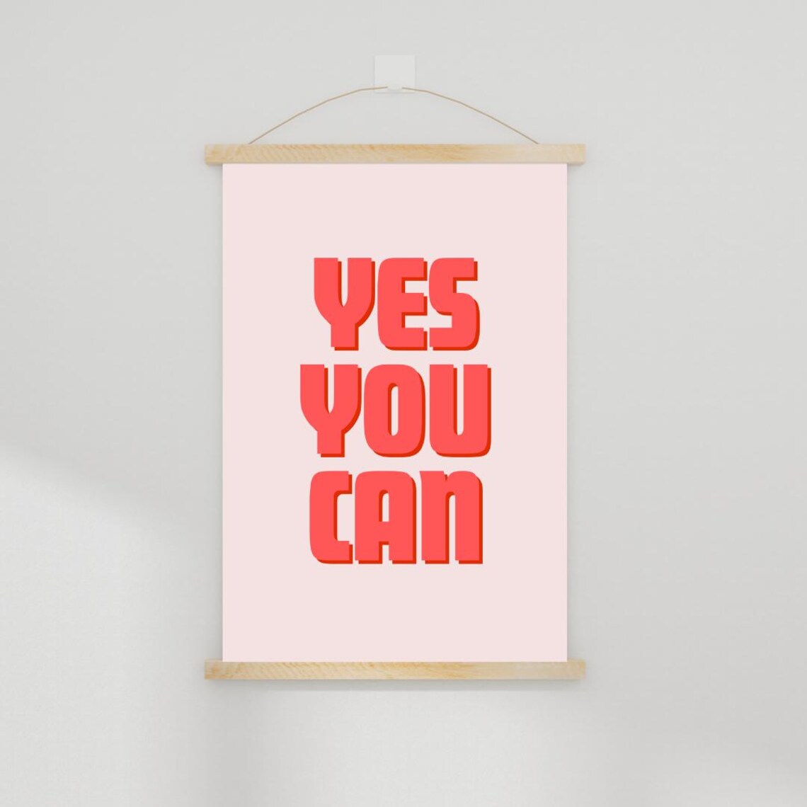 Yes You Can Coral Retro Typography Blush Pink Bold Quote Poster