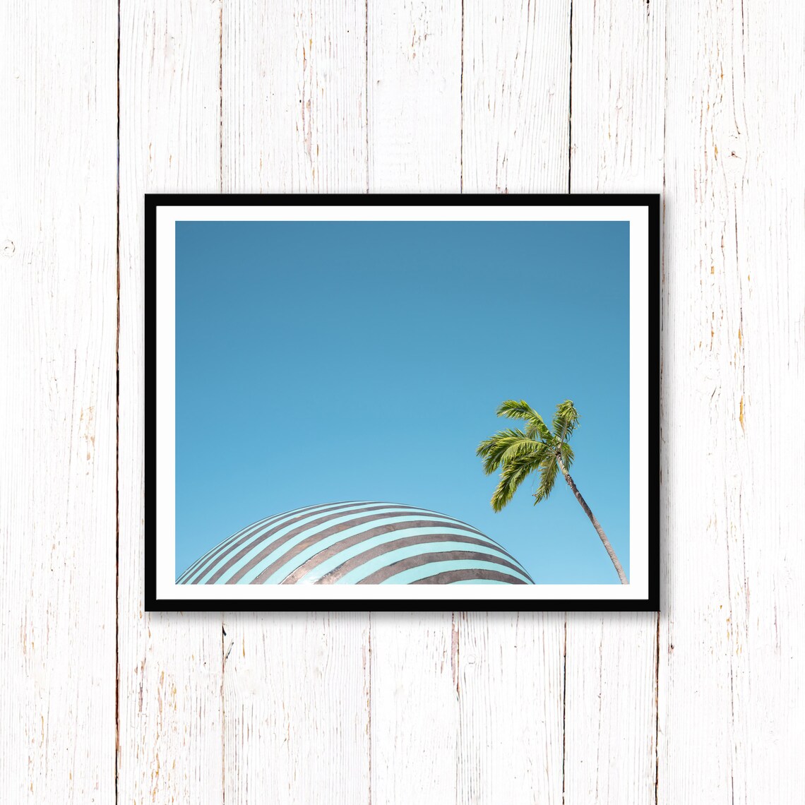 Modern Art Sculpture Palm Trees Prints Blue Grey Green Mid Century Modern Artwork Beachy Hawaiian Printables Coastal - Image 2