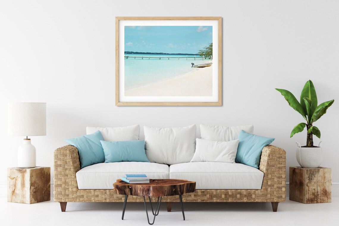Wooden Dock Stretching Over Turquoise Water Beach Photo Poster - Image 3