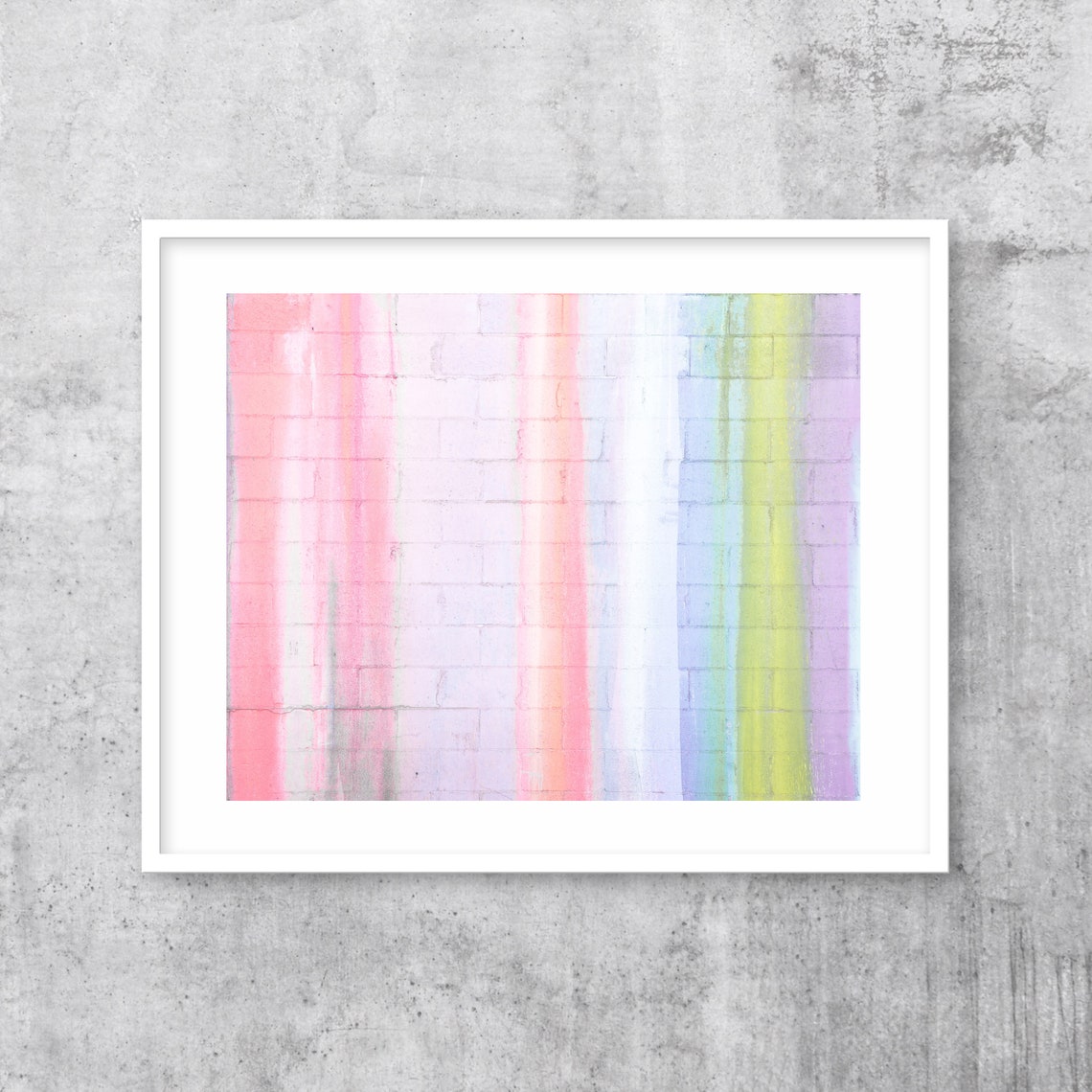 Pastel Rainbow Striped Brick Wall Soft Pink Mint Art Photo Poster - Image 3