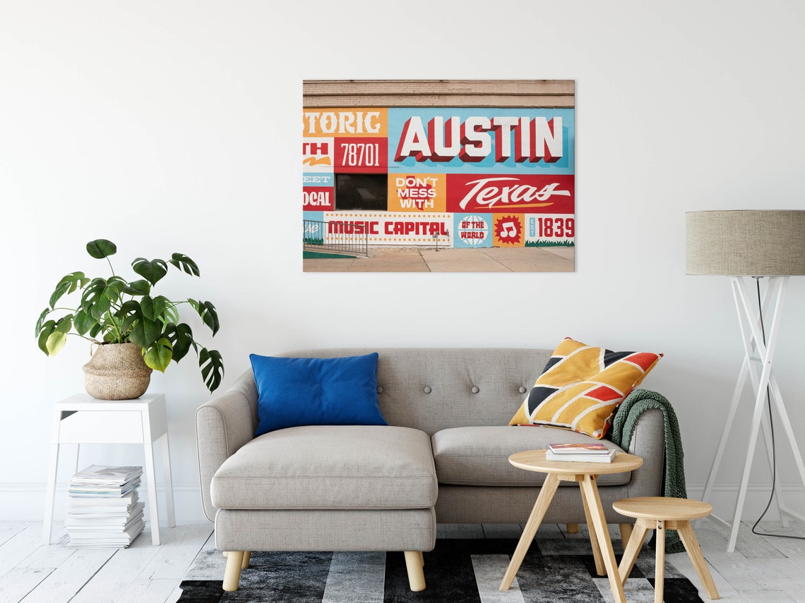 Austin Texas Dont Mess With Texas Music Capital Mural Poster - Image 2