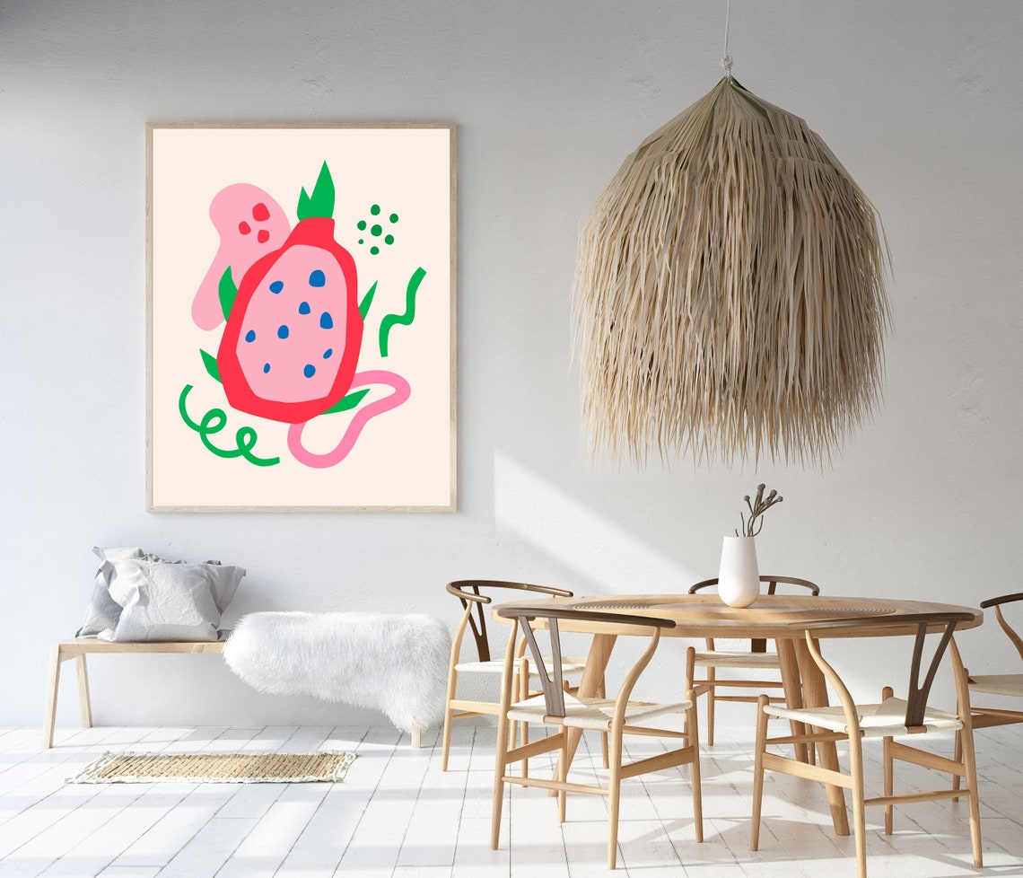 Bright Dragon Fruit Abstract Illustration Pink Red Pop Art Poster - Image 2