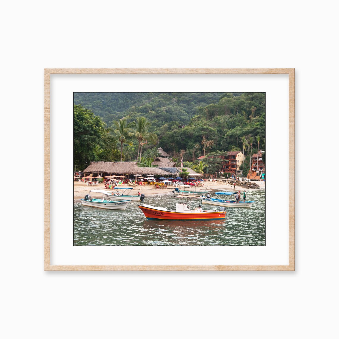 Tropical Fishing Boats Beach Village Colorful Harbor Photo Poster