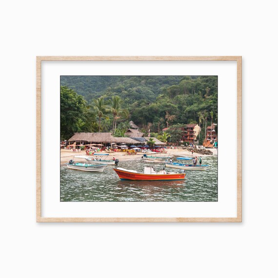 Tropical Fishing Boats Beach Village Colorful Harbor Photo Poster