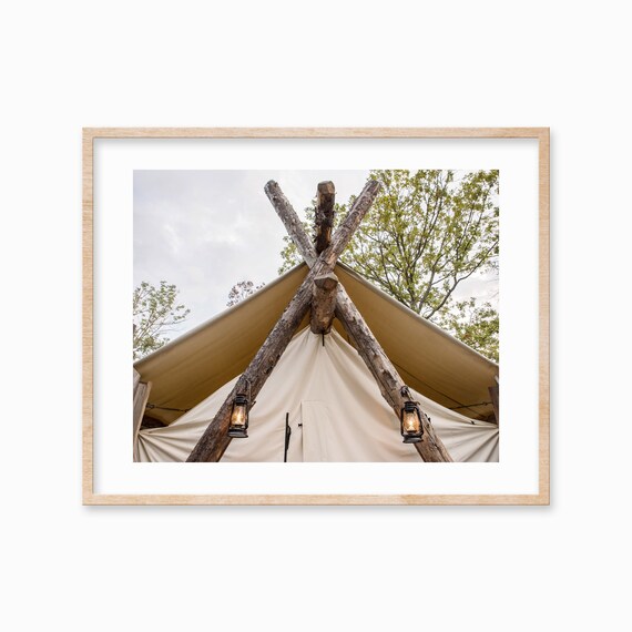 Mountain Camping Tent Photographic Print Lake Cabin Wall Decor Rustic Wilderness Art Fathers Day Gift