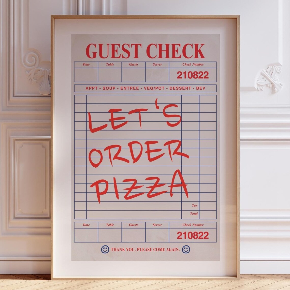 Lets Order Pizza Guest Check Retro Kitchen Poster