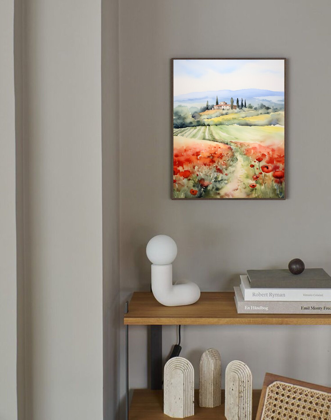Tuscany Poppy Print, Italy Watercolor Travel Poster - Image 4
