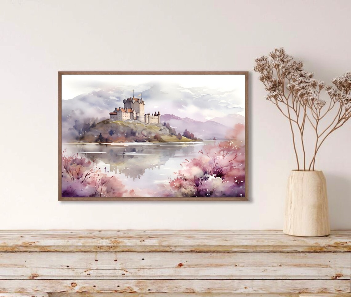 Scottish Castle Watercolor Art Print, Highland Landscape - Image 3