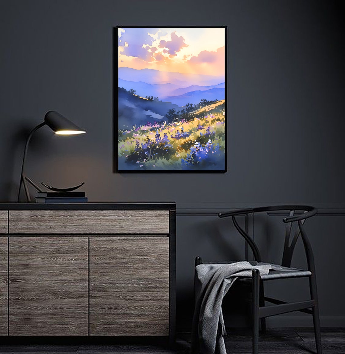 Big Bend National Park Sunset Print Watercolor Painting Texas Travel Poster Wildflowers Art Mountain Landscape Painting Southwestern Decor - Image 4
