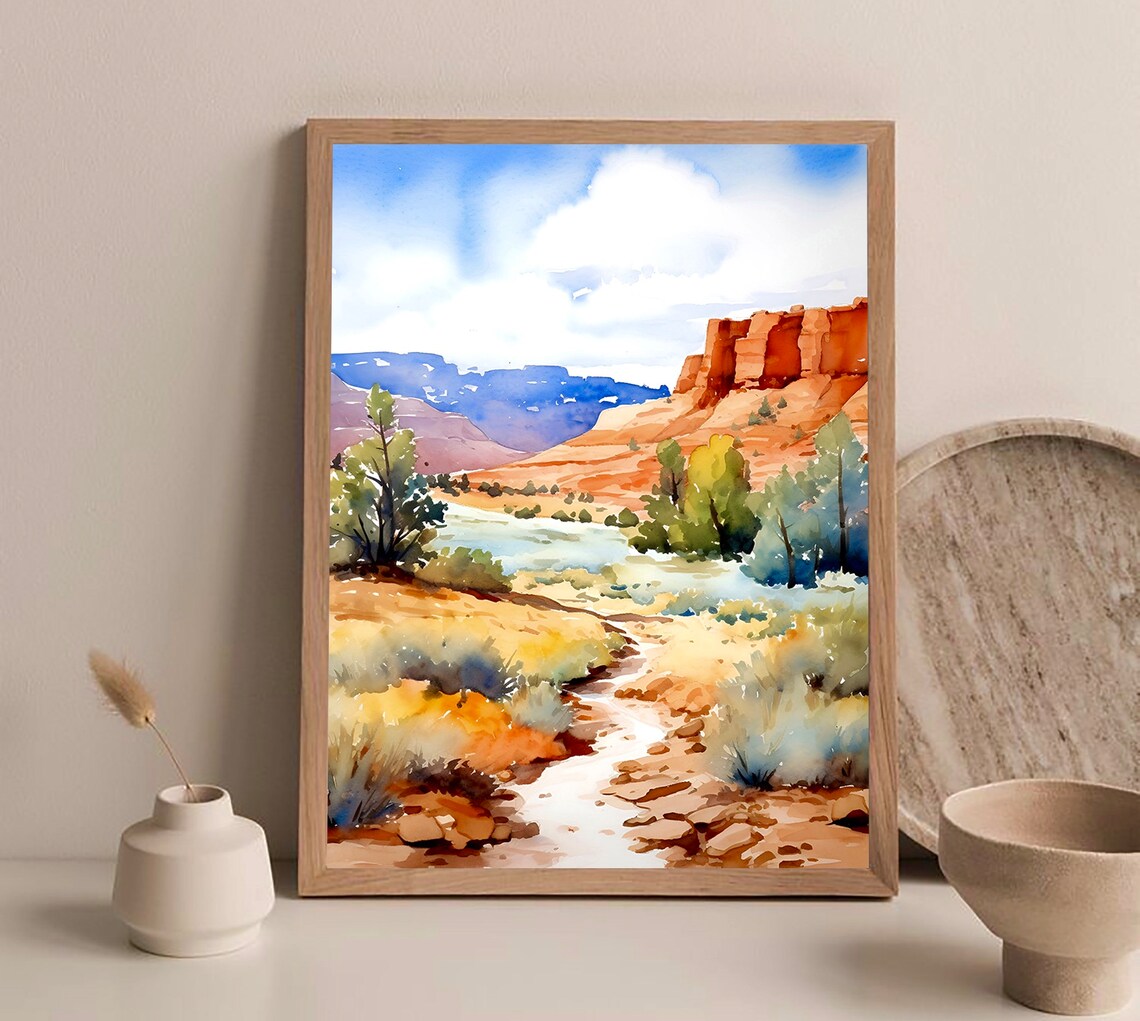Zion National Park Print Utah Travel Wall Art Mountains River Watercolor Painting National Parks Traveler Gift Utah Mountains Poster - Image 3