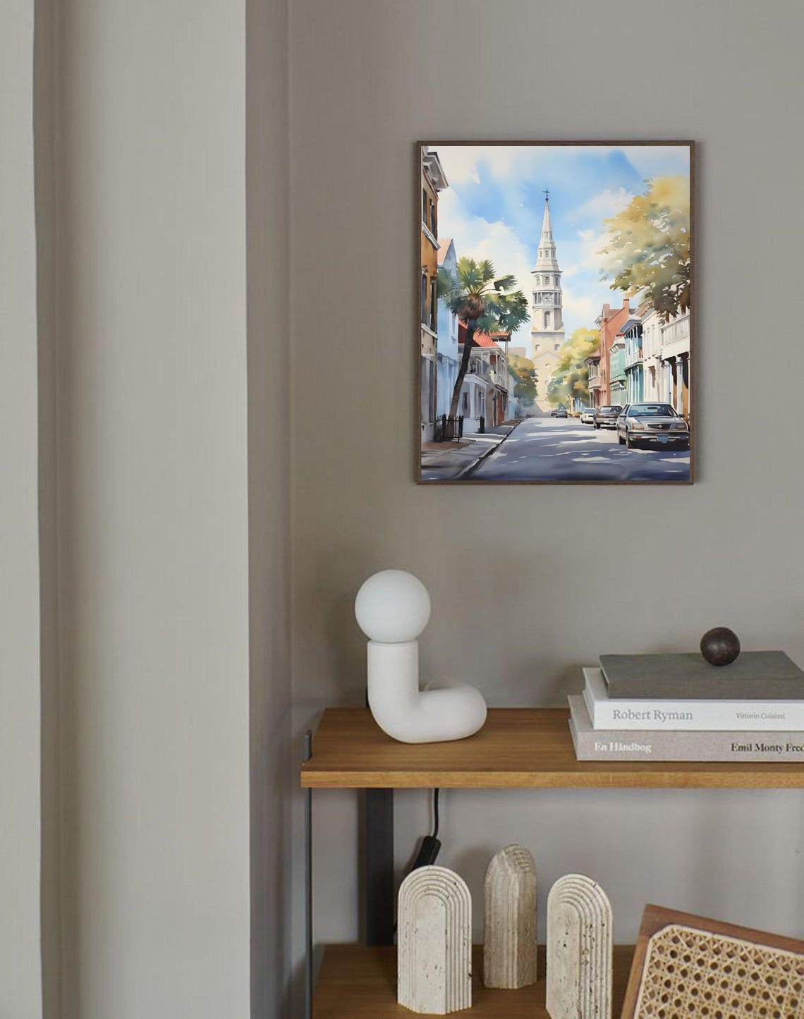 South Carolina Print Charleston Cityscape Wall Art Vertical Watercolor Painting City Street Artwork Sc Painting Poster - Image 2