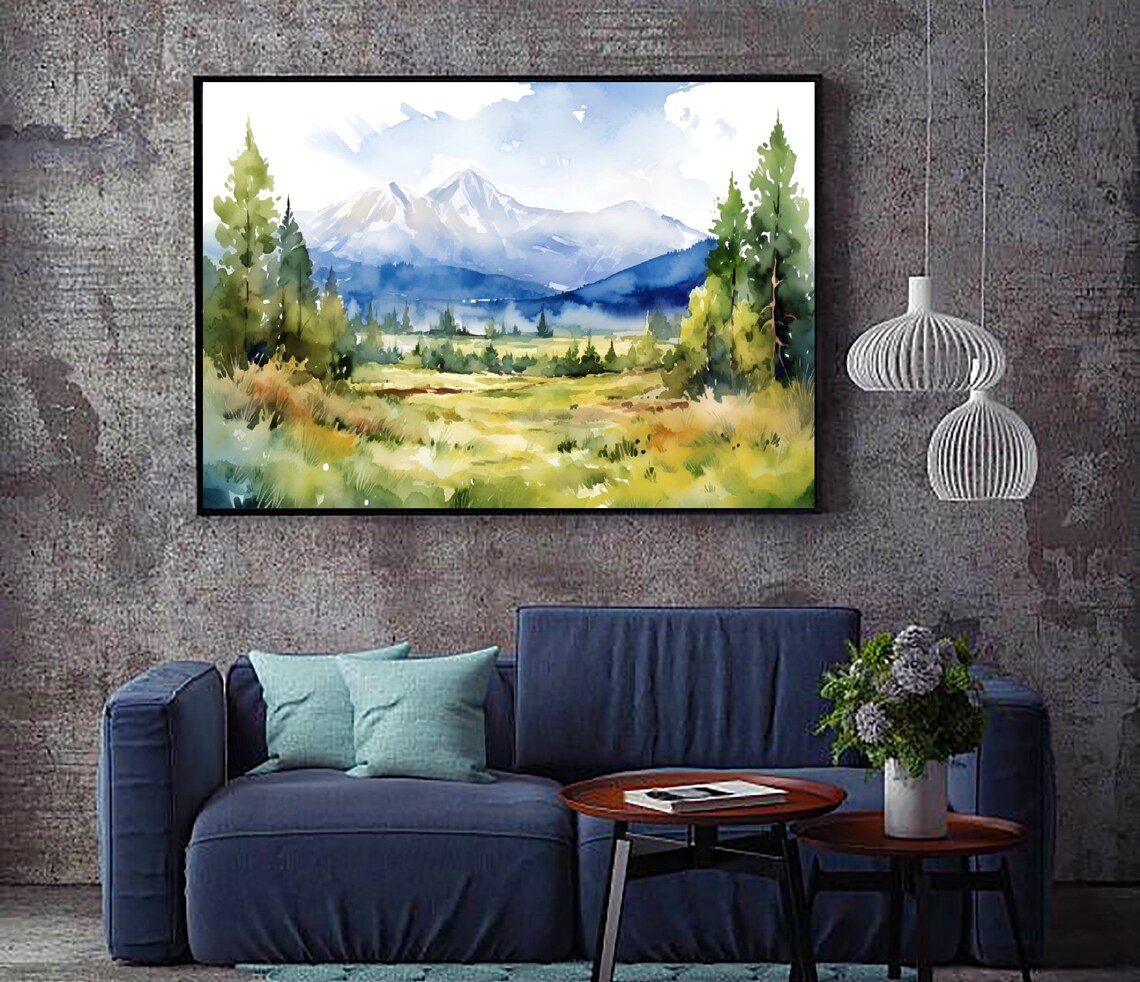 New Mexico Mountains Watercolor Travel Poster, Panoramic - Image 4