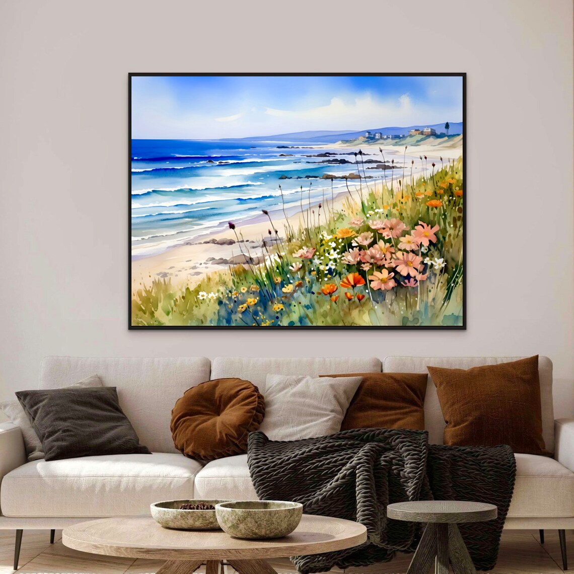 Pismo Beach Ocean Watercolor Art Print, Coastal - Image 2