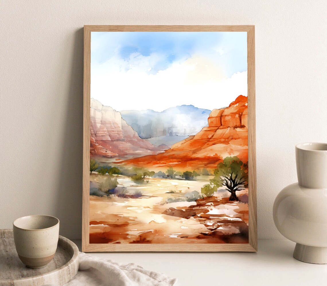 Red Rock Canyon Watercolor Art Print, Nevada Landscape - Image 3