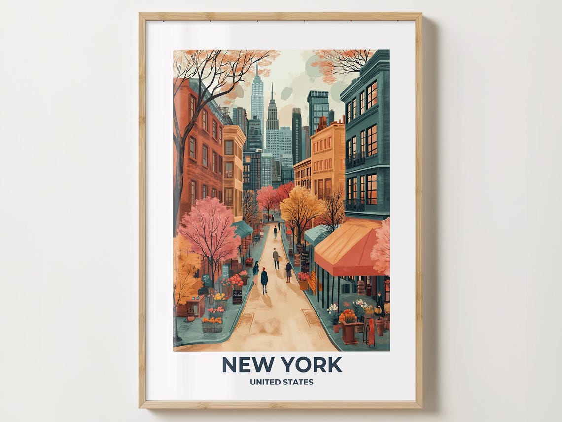 New York Travel Poster New York Poster New York Travel Print New York City Print Travel Print Travel Poster New York Wall Decor 013
