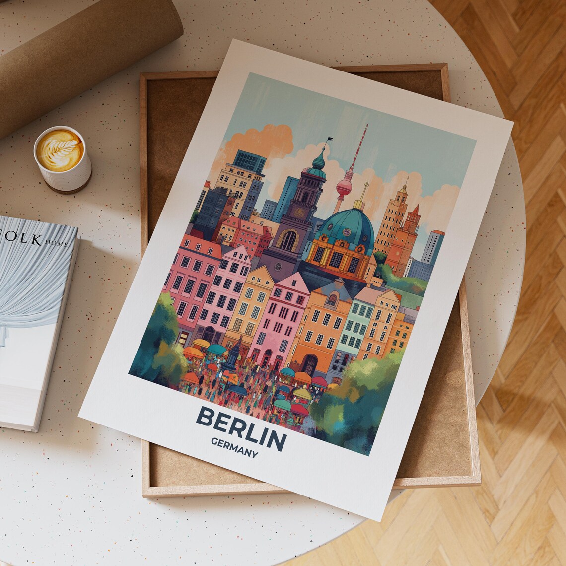 Berlin Colorful Skyline TV Tower Cathedral Dome Market Poster - Image 4