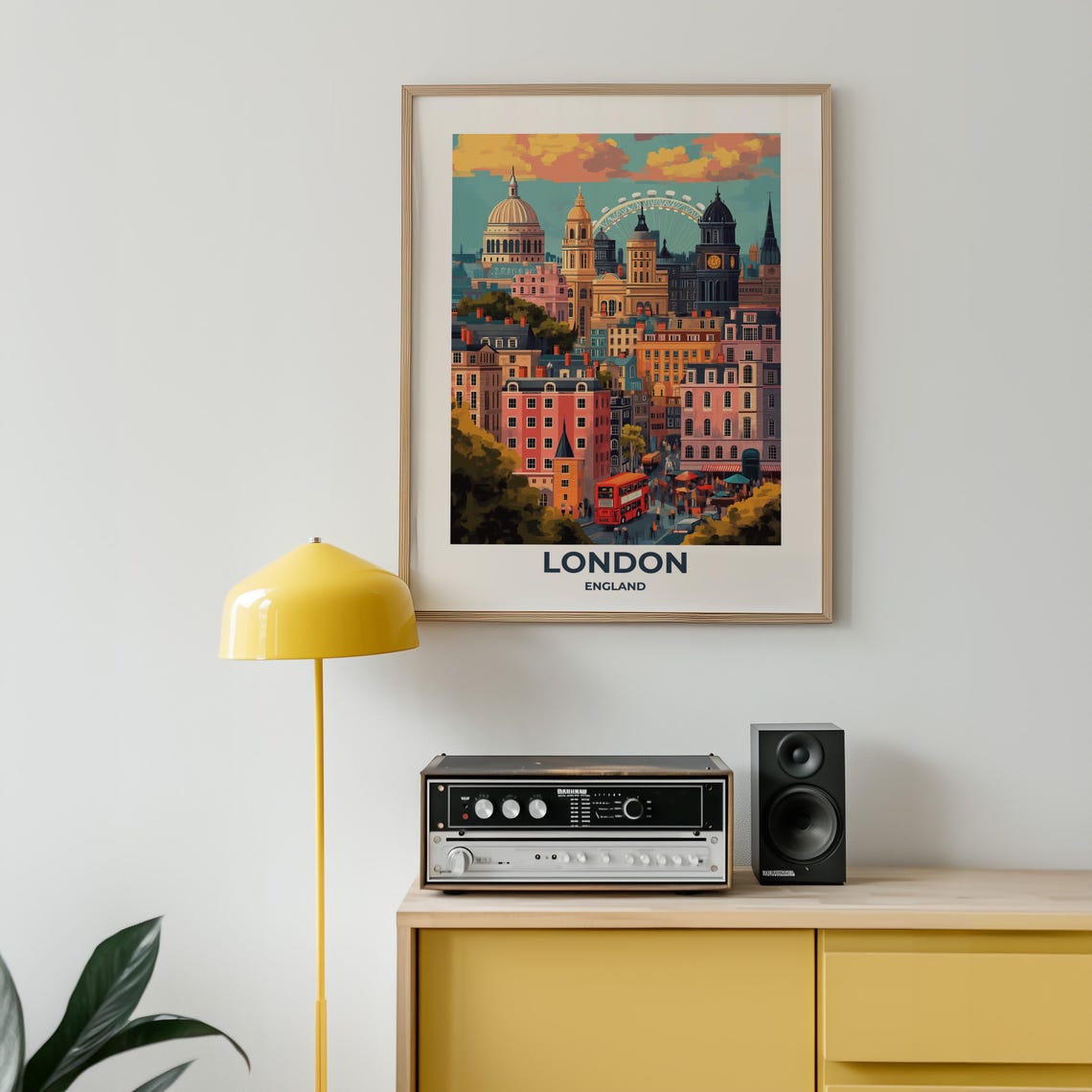 London Skyline St Pauls Dome Big Ben London Eye Red Bus Poster - Image 4