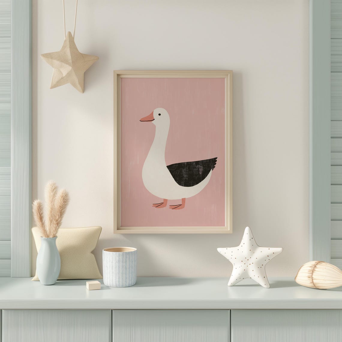 Minimalist White Goose Illustration On Blush Pink Background Poster - Image 5