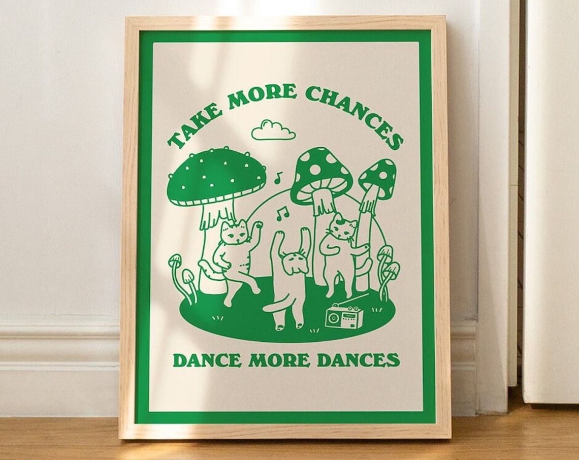 Retro Dancing Cats Vintage Cat Illustration Art Print - Image 3