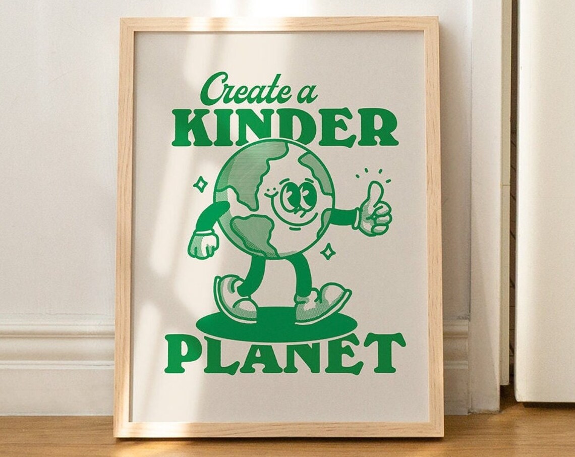 Planet Earth Retro Quote Art Print, 70s Vintage