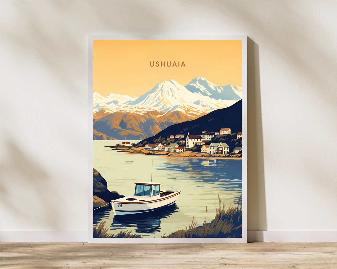Ushuaia Argentina Travel Print Poster Wall Art Vintage Deco