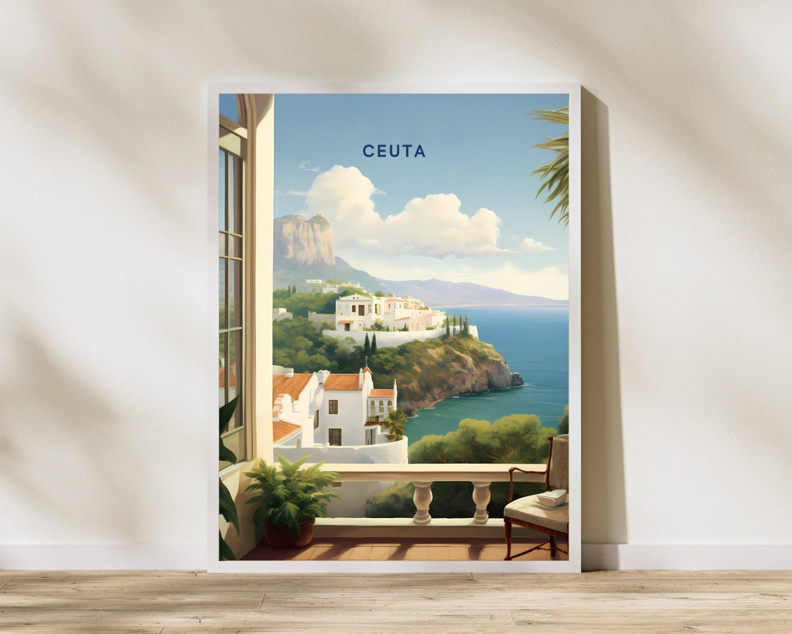 Ceuta Spain Coastal Terrace Mediterranean View Travel Poster