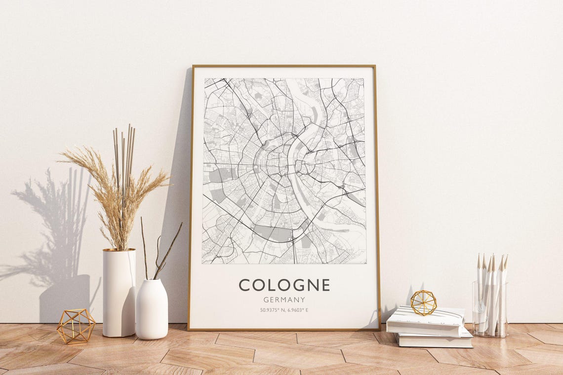 Cologne Germany Minimalist City Street Map Coordinates Art Print