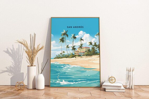 San Andres Colombia Travel Print Poster Wall Art Vintage
