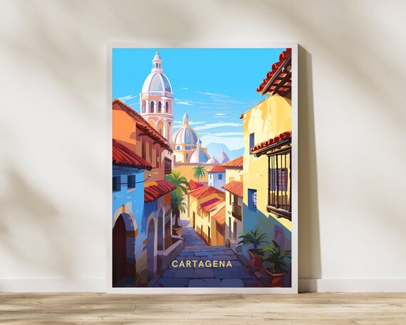 Cartagena Colombia Travel Print Poster Wall Art Vintage De
