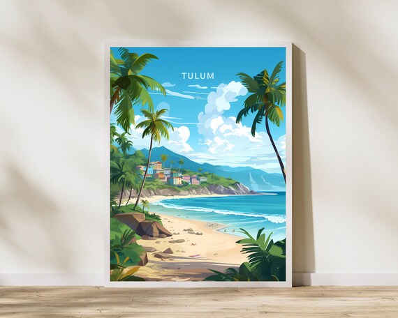 Tulum Mexico Travel Print Poster Wall Art Vintage Decor