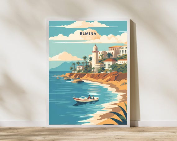Elmina Ghana Travel Print Poster Wall Art Vintage Decor