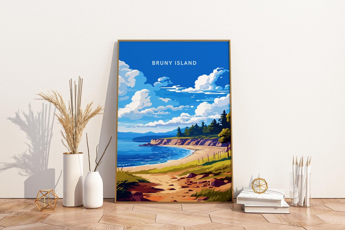 Bruny Island Tasmania Coastal Cliffs In A Bright Travel Poster