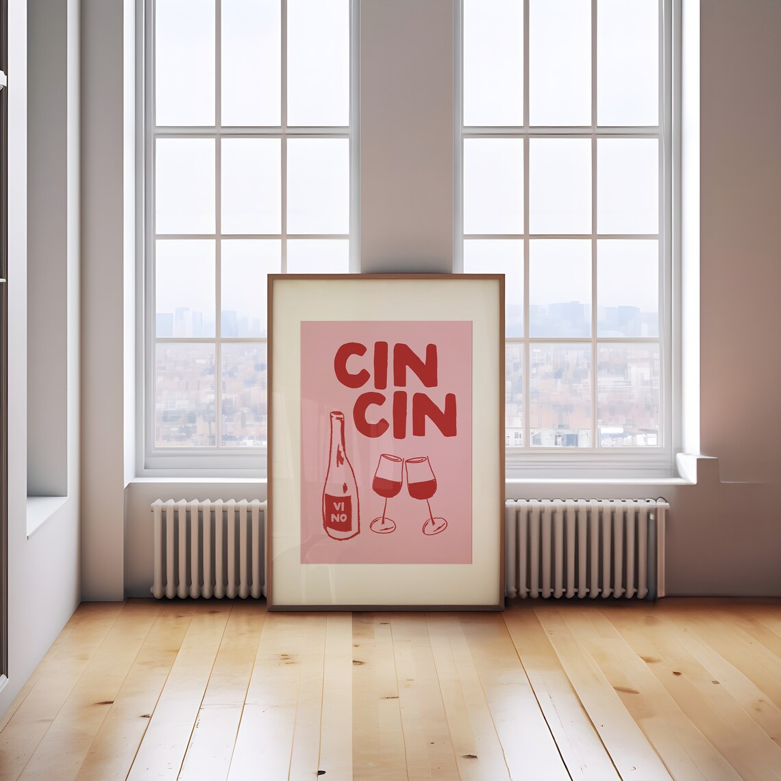 Cin Cin Retro Wine Poster, Bar Cart Wall Art - Image 3