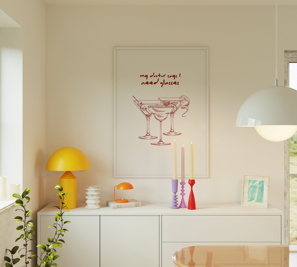 My Doctor Says I Need Glasses Funny Cocktail Bar Cart Poster - Image 5