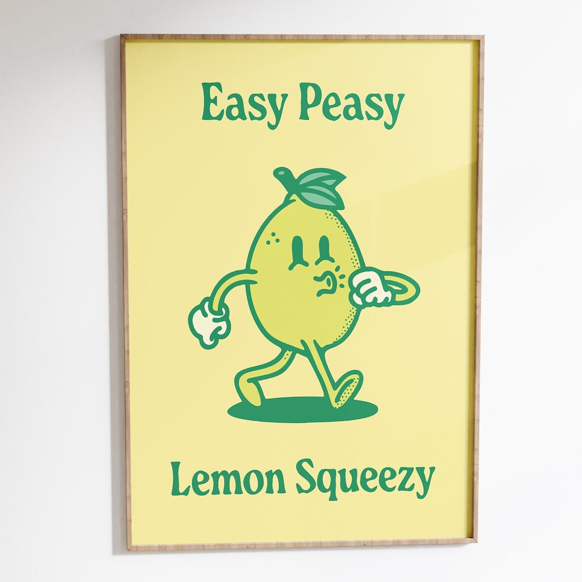 Easy Peasy Lemon Squeezy Poster Retro Lemon Art Print 70s Wall Decor Downloadable Wall Art Funny Quote Printable Retro Poster