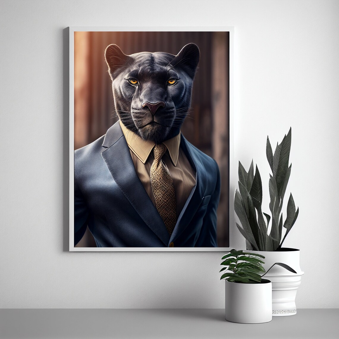 Animals In Clothes Print, Vintage Big Cat Art Print