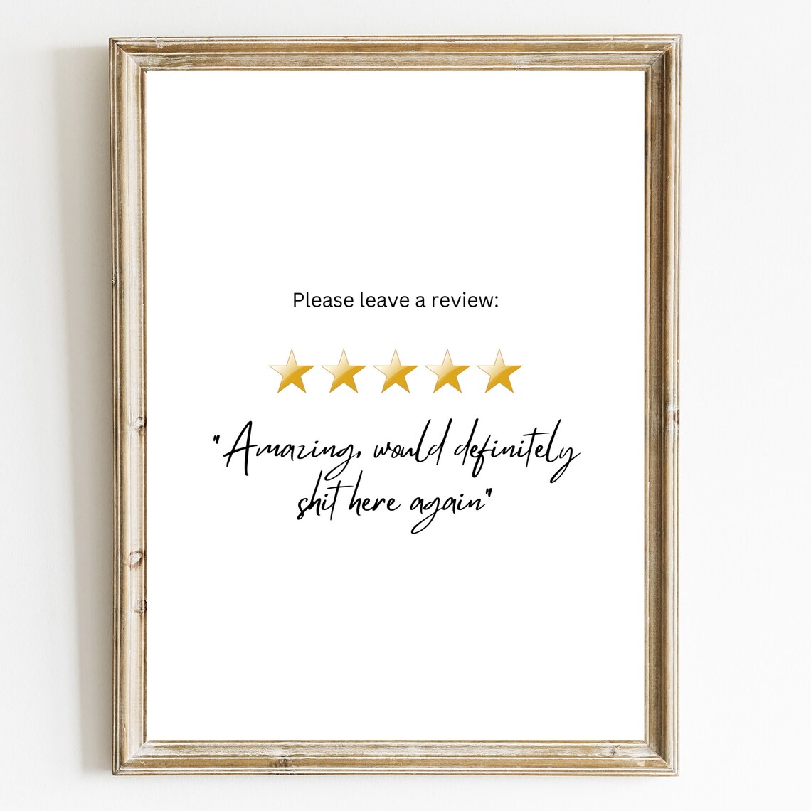 Funny Bathroom Five Star Review Quote Sign for Toilet Poster